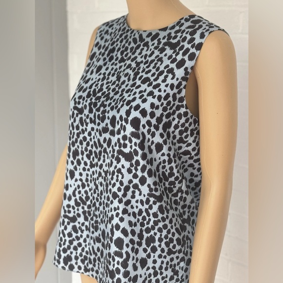 New Theory Silk Leopard Print Slate Blue Sleeveless Blouse Size S New With Tags - Picture 4 of 13